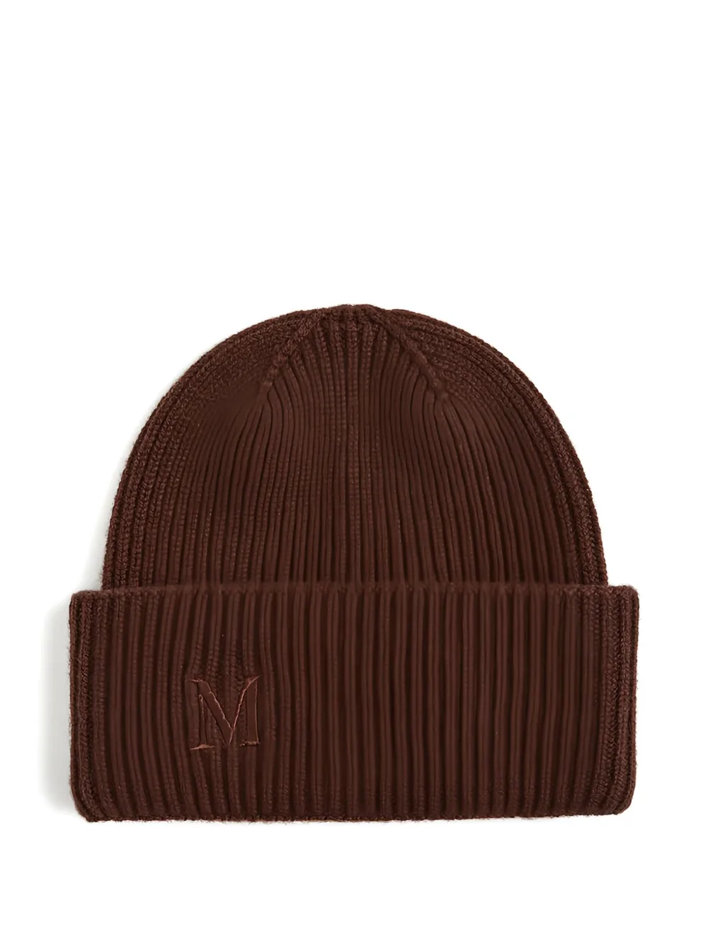 Max Mara Ribbed Embroidered Beanie In Brown