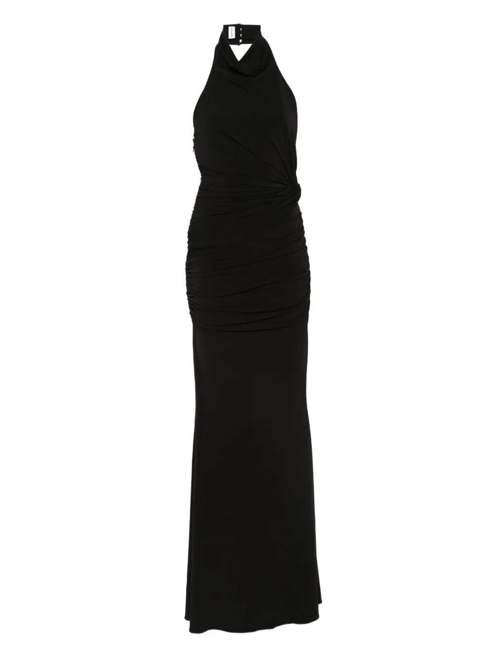 The Andamane Stella Halter-neck Draped Maxi Dress In Black