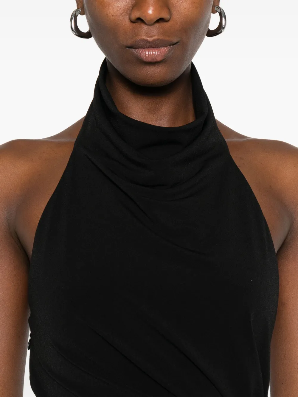 The Andamane Stella Halter-neck Draped Maxi Dress In Black