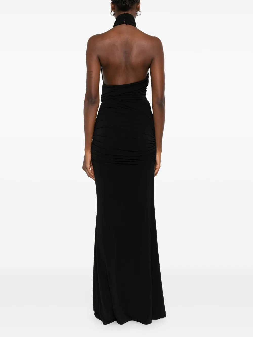 The Andamane Stella Halter-neck Draped Maxi Dress In Black