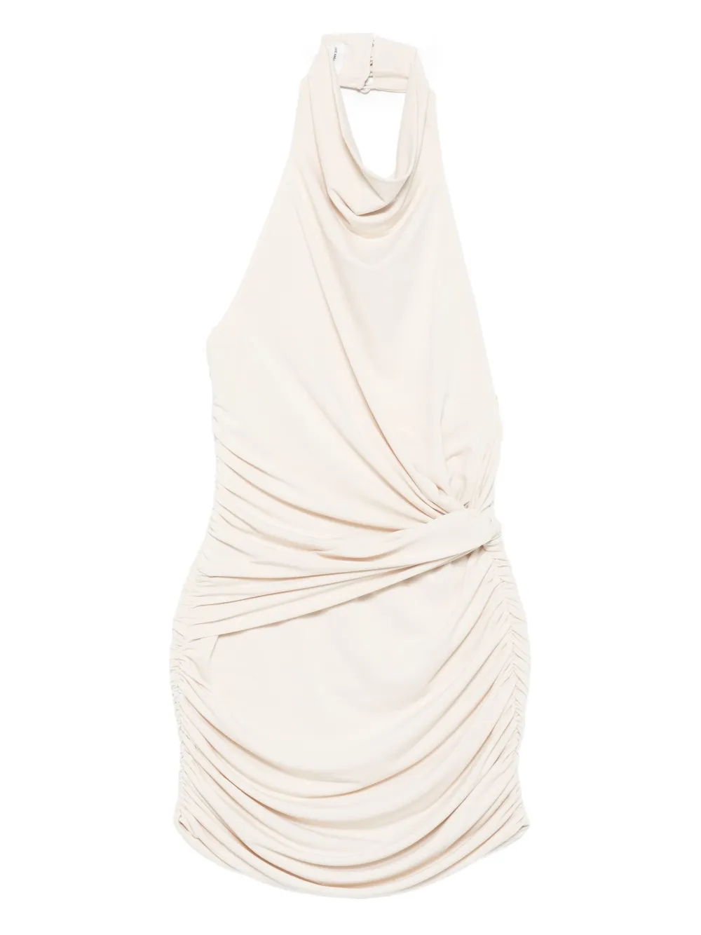 THE ANDAMANE Stella jurk met halternek en ruches Beige