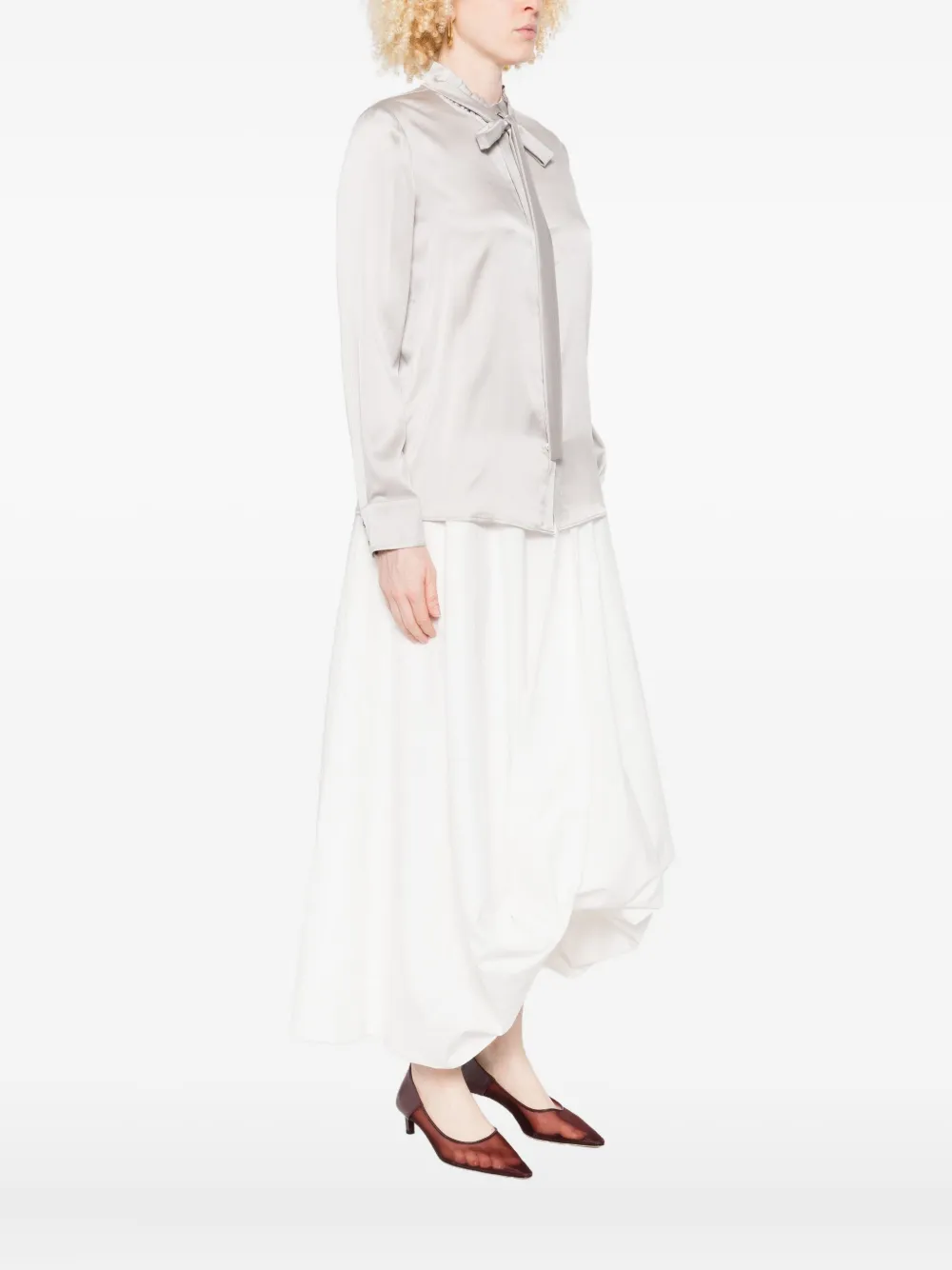 Max Mara ruffled-neck blouse Grijs