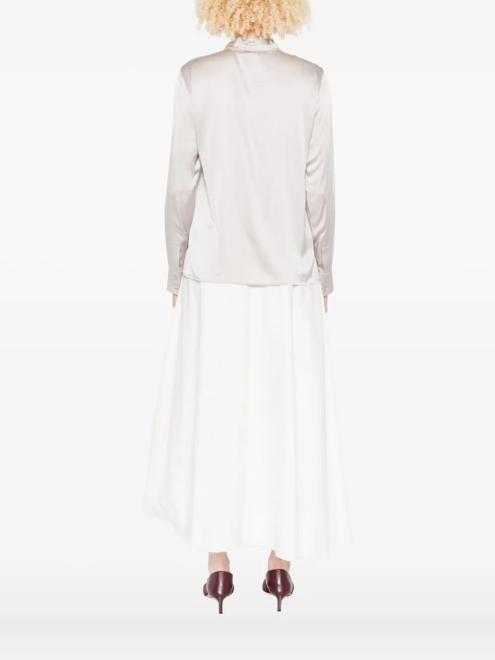 Max Mara ruffled-neck blouse Grijs