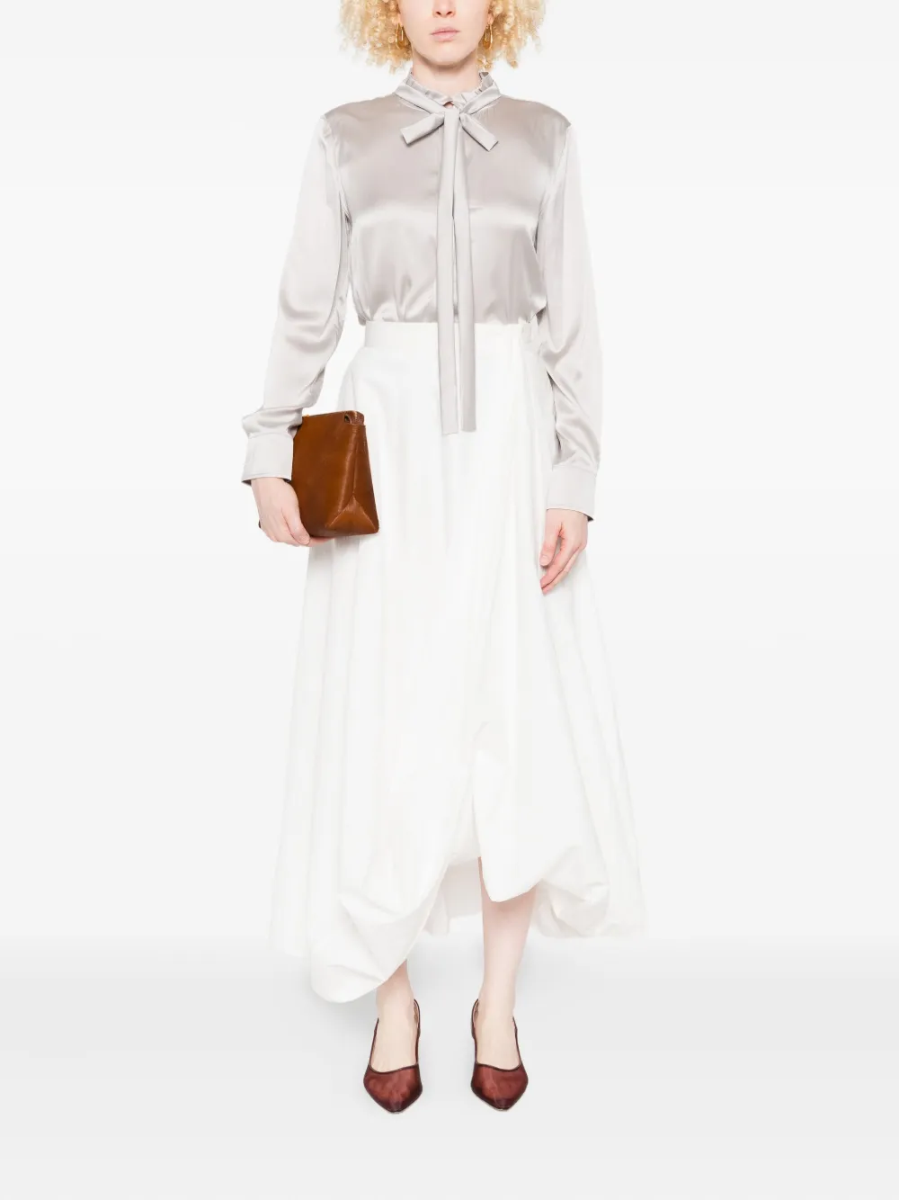 Max Mara ruffled-neck blouse Grijs
