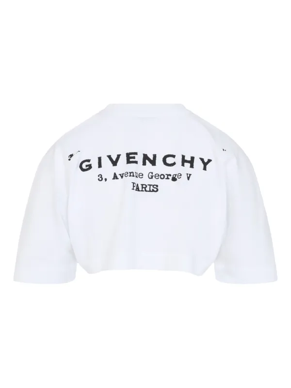 Givenchy ★ クロップド Tシャツ Givenchy logo-print Cropped long-sleeve t-shirt | White