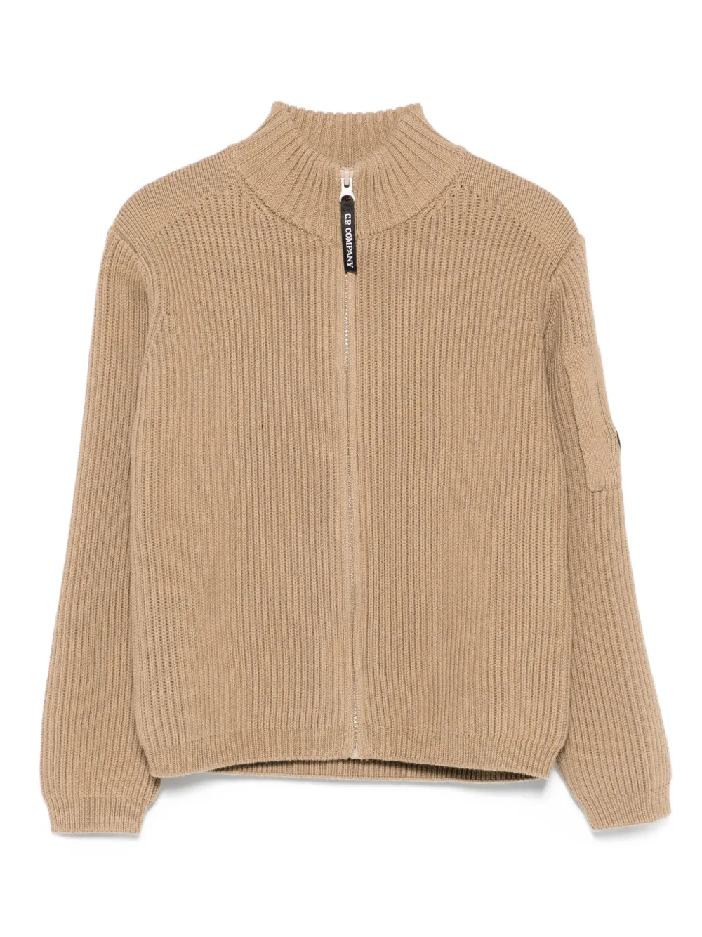 C.P. Company Kids Geribbeld vest met rits Beige