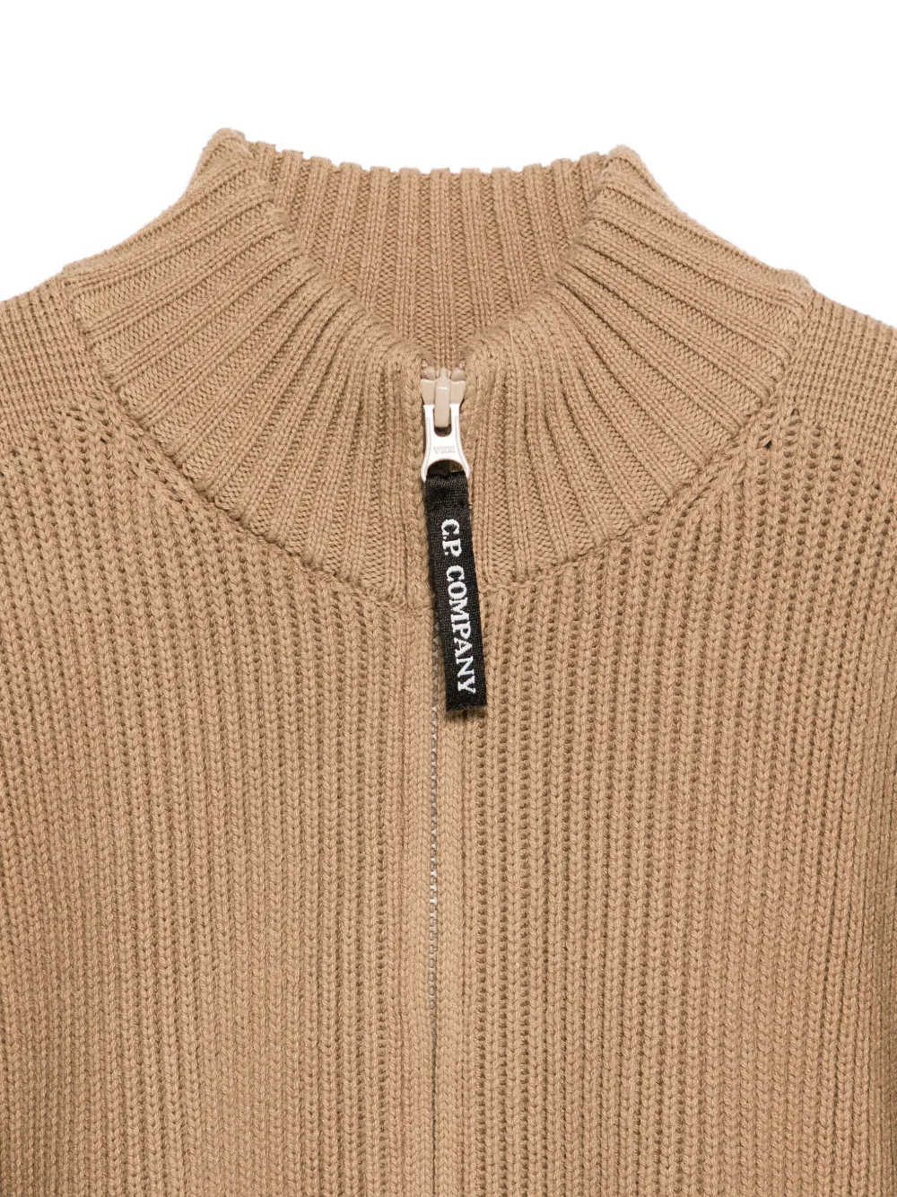 C.P. Company Kids Geribbeld vest met rits Beige