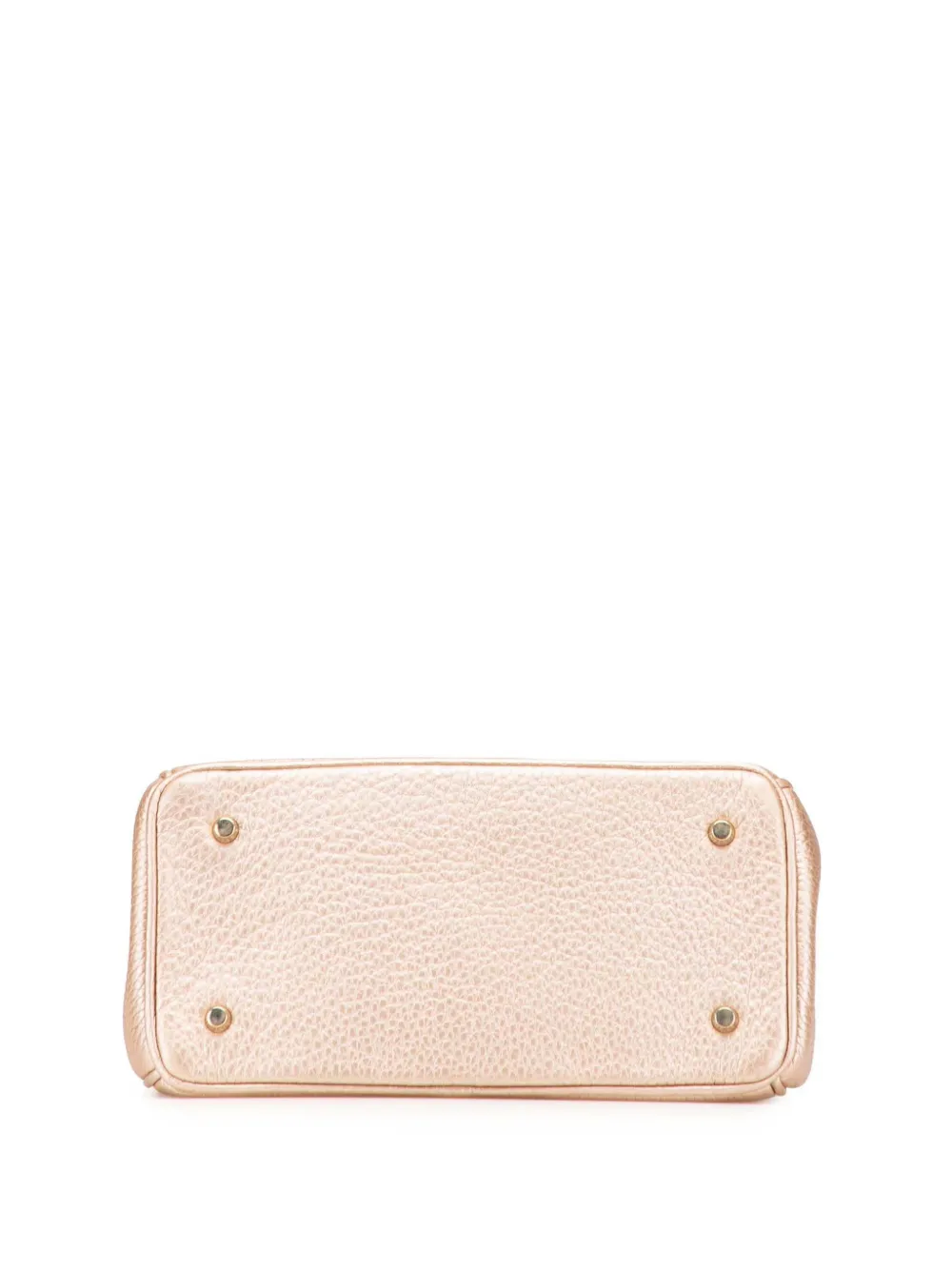 Pre-owned Dior 2014 Mini Metallic Grained Calfskin Be Flap Satchel In Gold