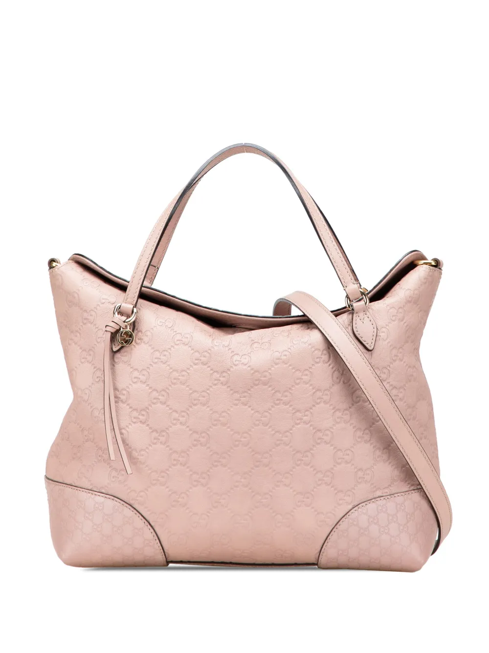Pre-owned Gucci 2016-2025 Medium Ssima Bree Fold Over Tote Satchel In Pink