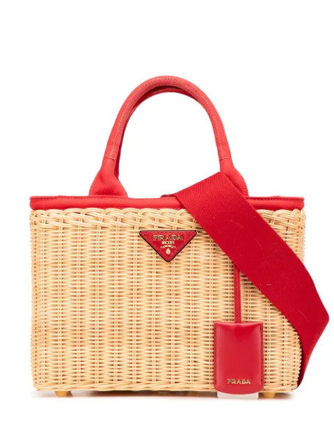 Prada Pre-Owned 2013-2025 Canapa Trimmed Midollino satchel