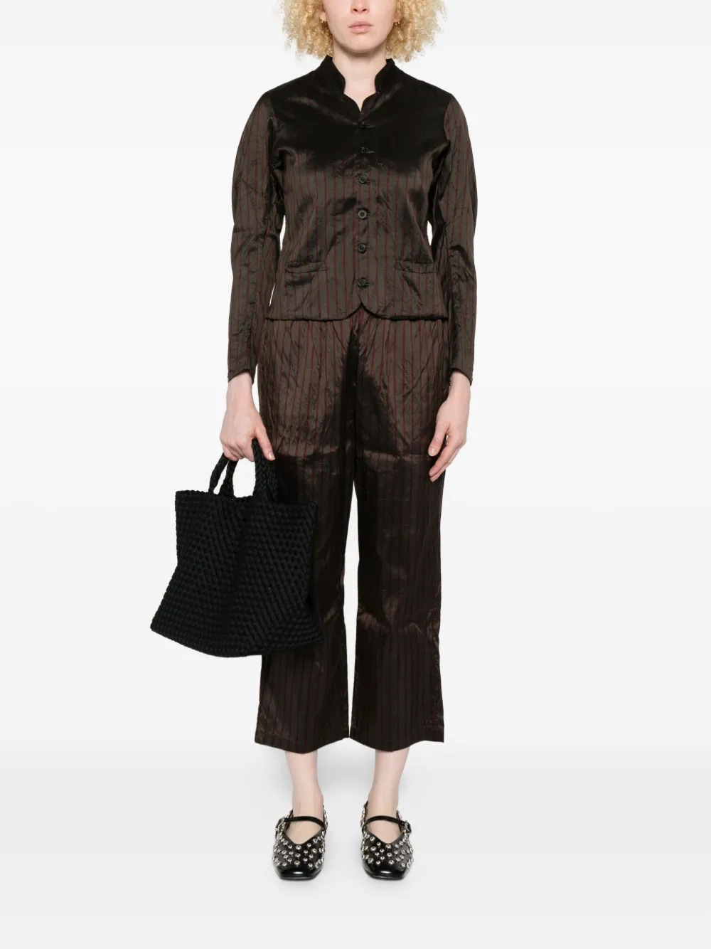 Christian Peau striped silk trousers - Bruin
