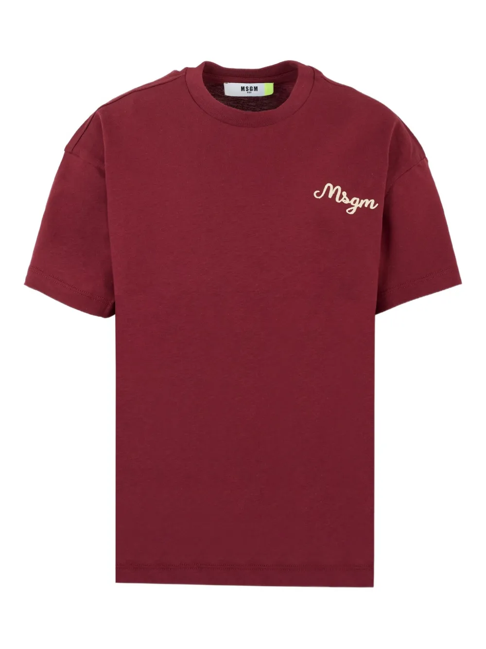 Msgm Kids' Logo-embroidered Cotton T-shirt In Red