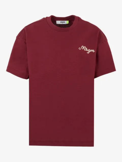 MSGM Kids logo-embroidered cotton T-shirt