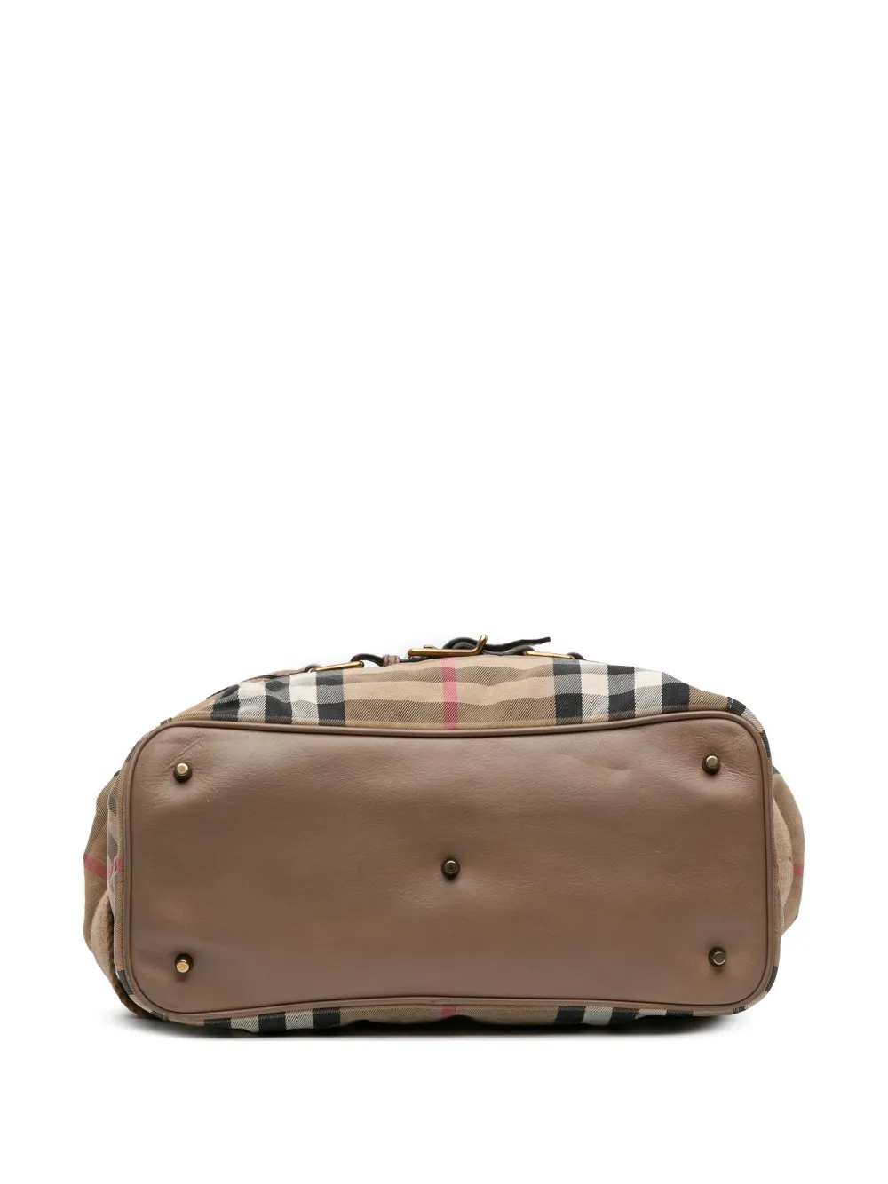 Pre-owned Burberry 2017 Large House Check Canvas Aurelia Satchel In Brown