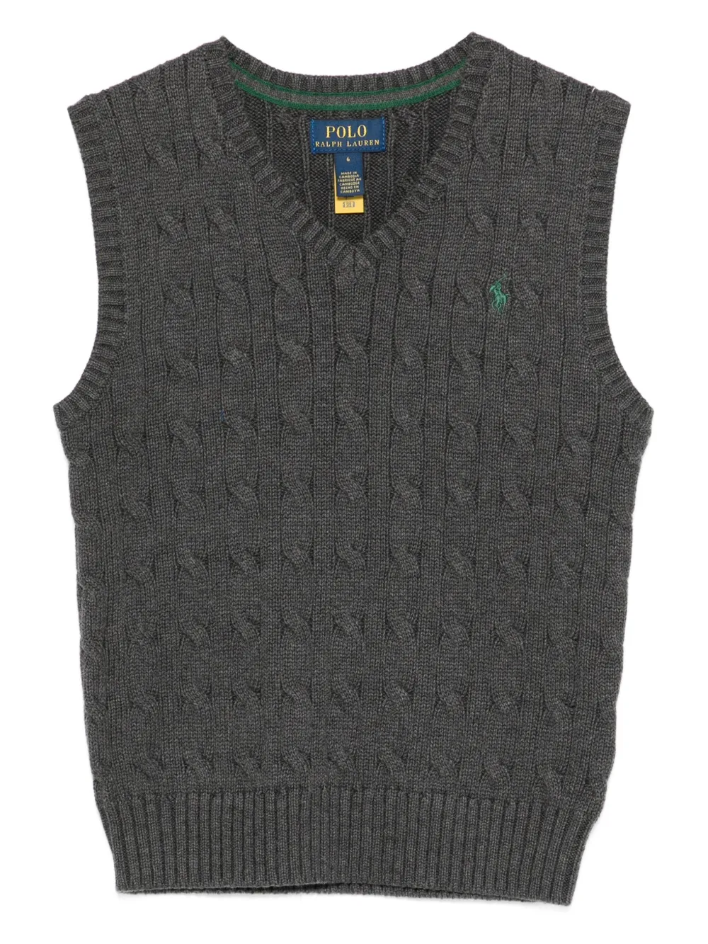 POLO RALPH LAUREN KIDS Kabelgebreide spencer met V-hals Grijs