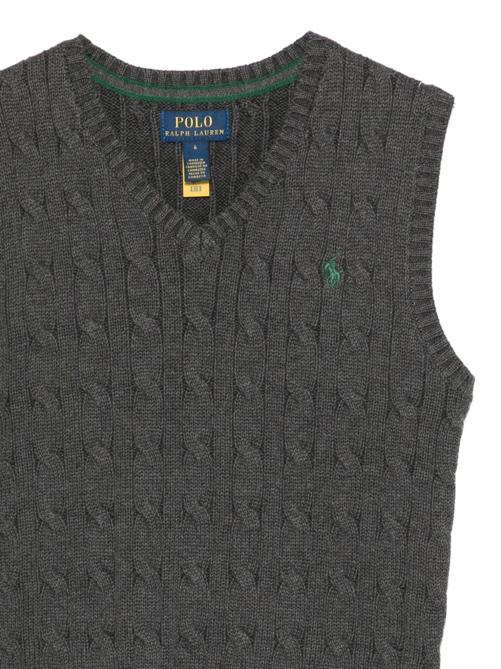 POLO RALPH LAUREN KIDS Kabelgebreide spencer met V-hals Grijs