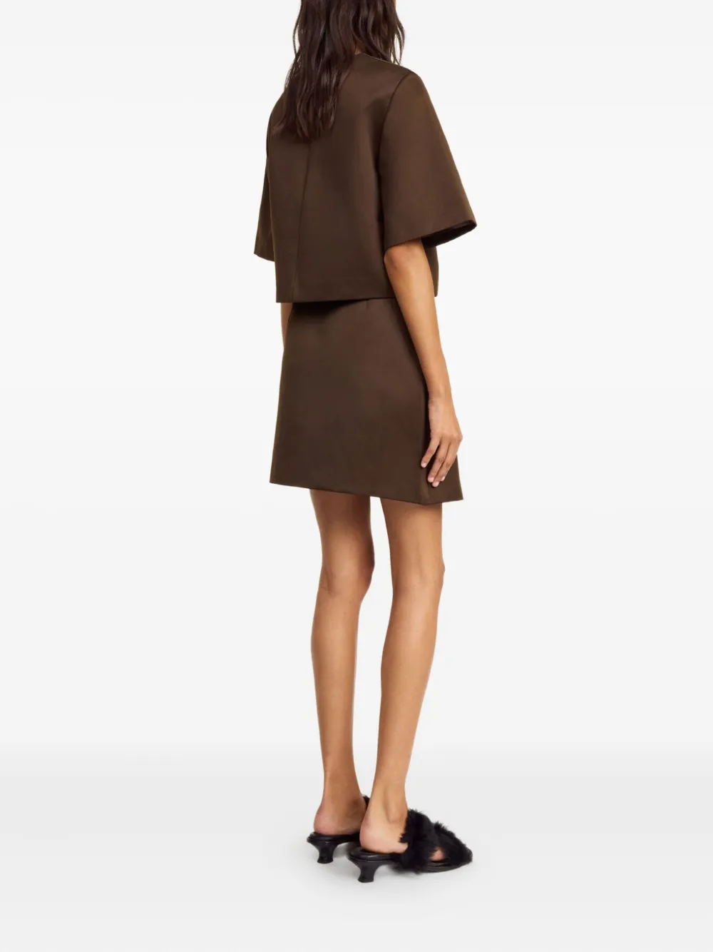 By Malene Birger Asymmetric-hem Mini Skirt In Brown