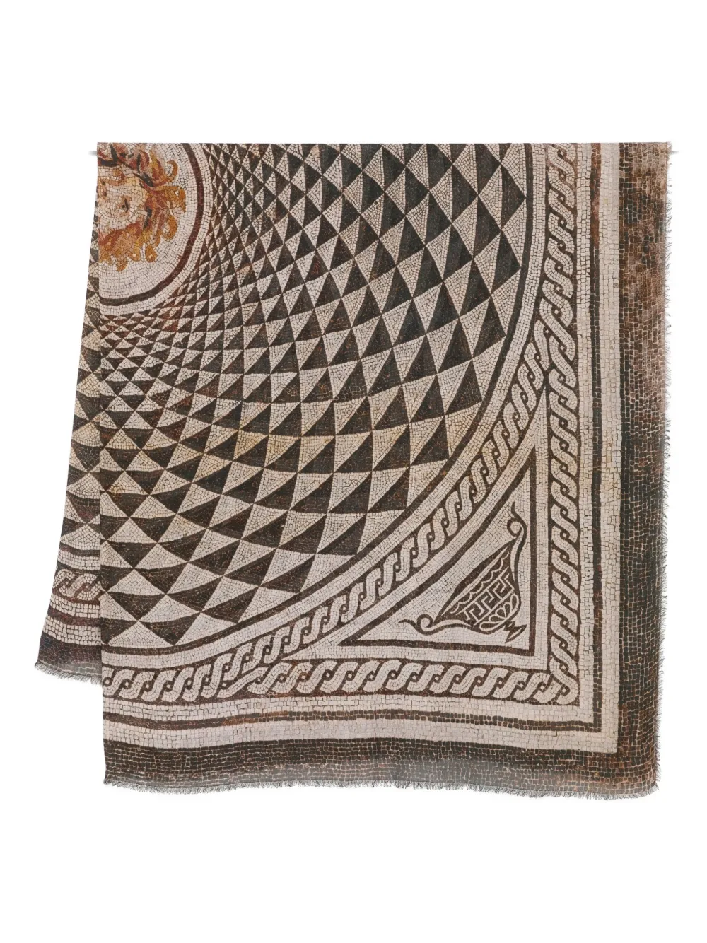 Faliero Sarti mosaic-pattern scarf - ブラウン Faliero Sarti mosaic-pattern scarf - ブラウン