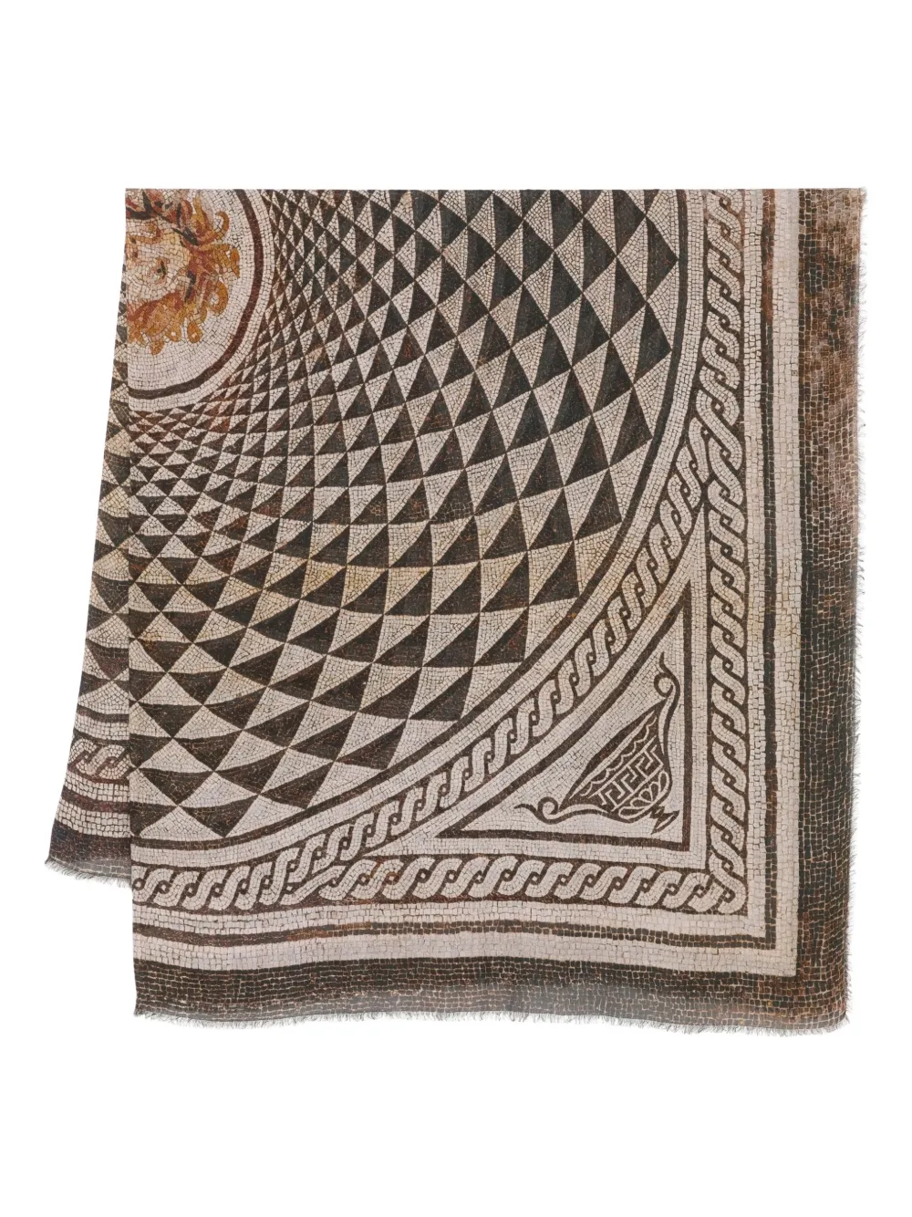 Faliero Sarti mosaic-pattern scarf | Brown | Image 1