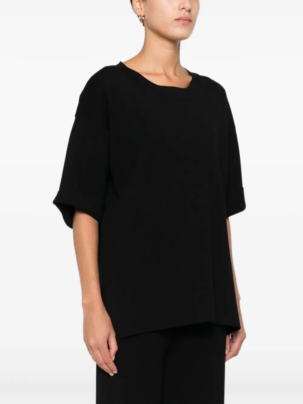 Alpha Studio Fine-knit T-shirt In Black