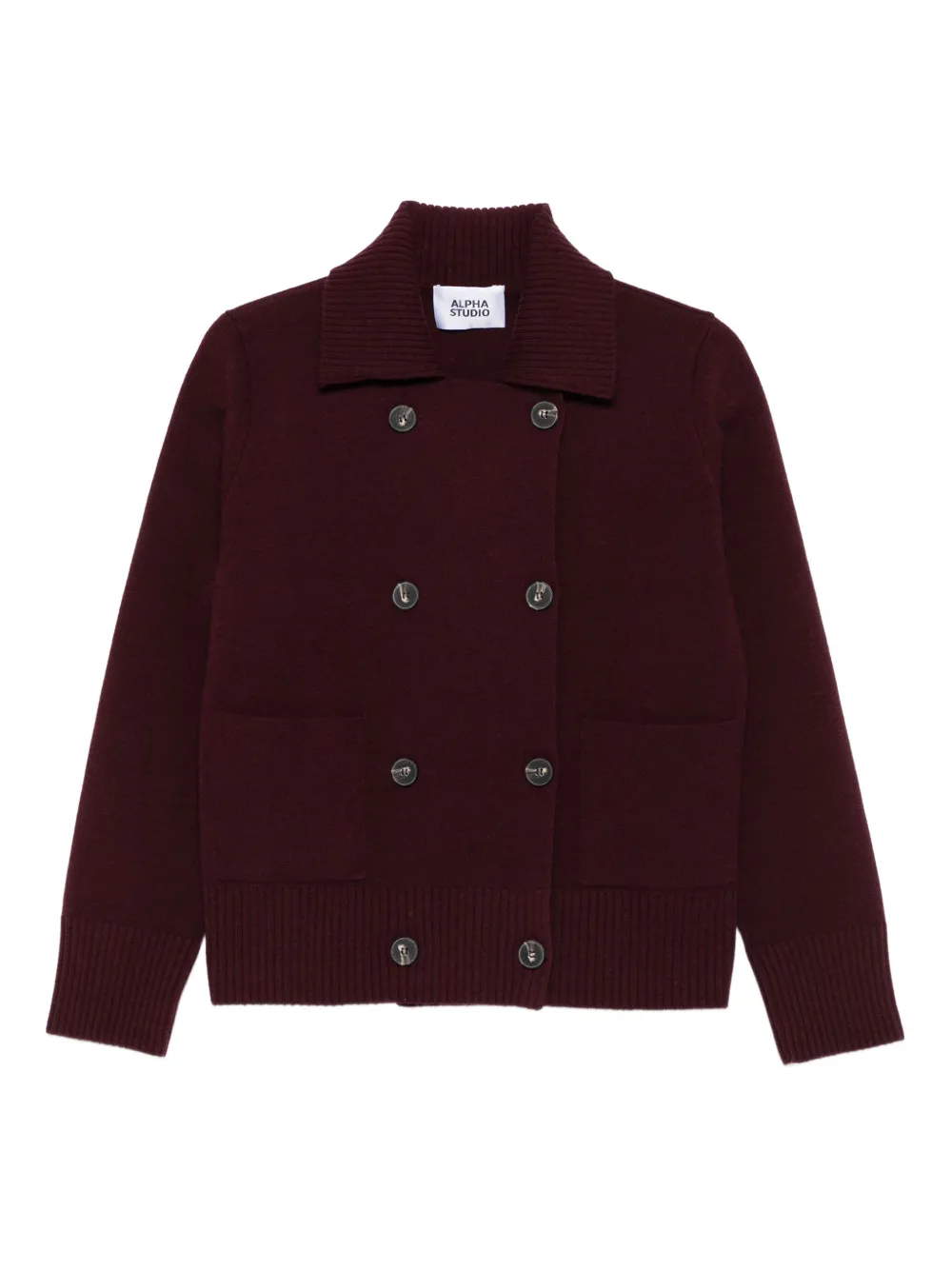 Alpha Studio Double-breasted Cardigan In Black