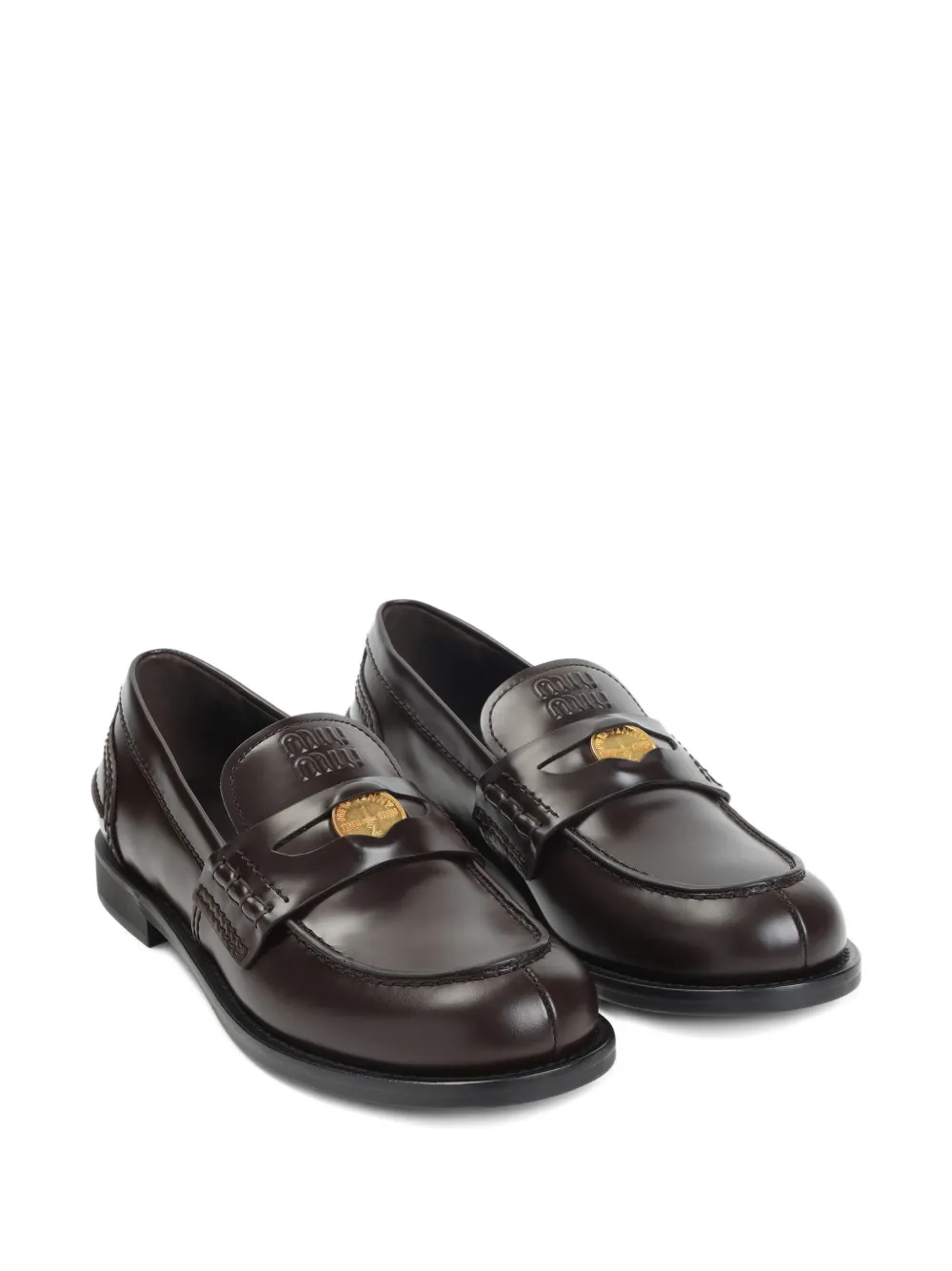 Miu Miu Leren penny loafers - Bruin
