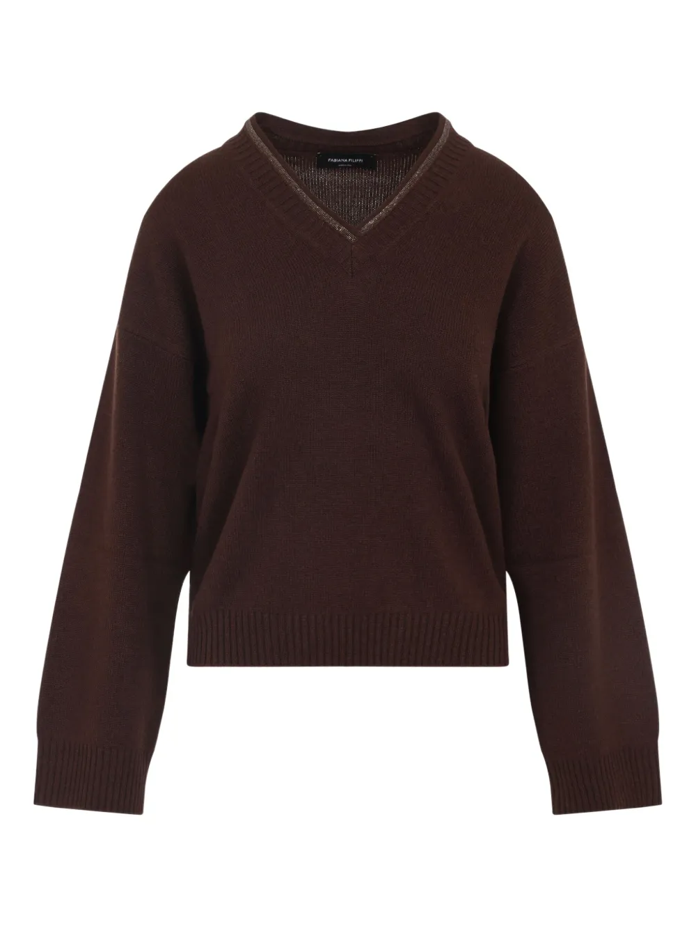 Fabiana Filippi v-neck embellished wool sweater Bruin