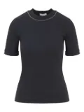 Peserico glitter-trimmed short-sleeve T-shirt - Grey