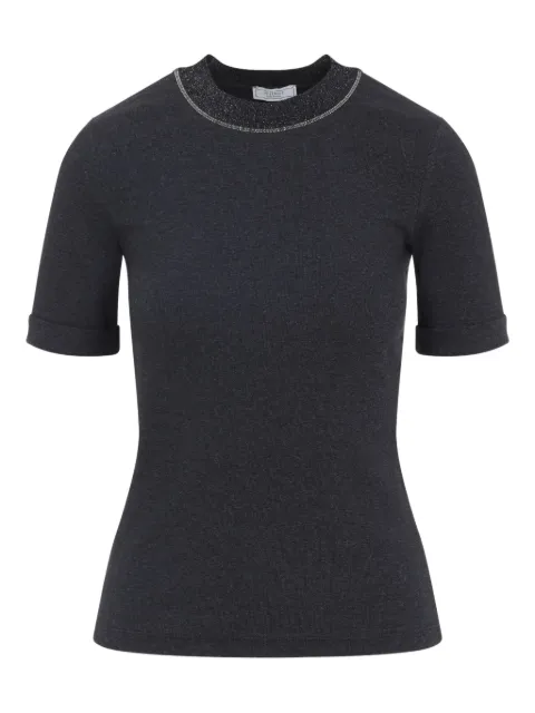 Peserico glitter-trimmed short-sleeve T-shirt