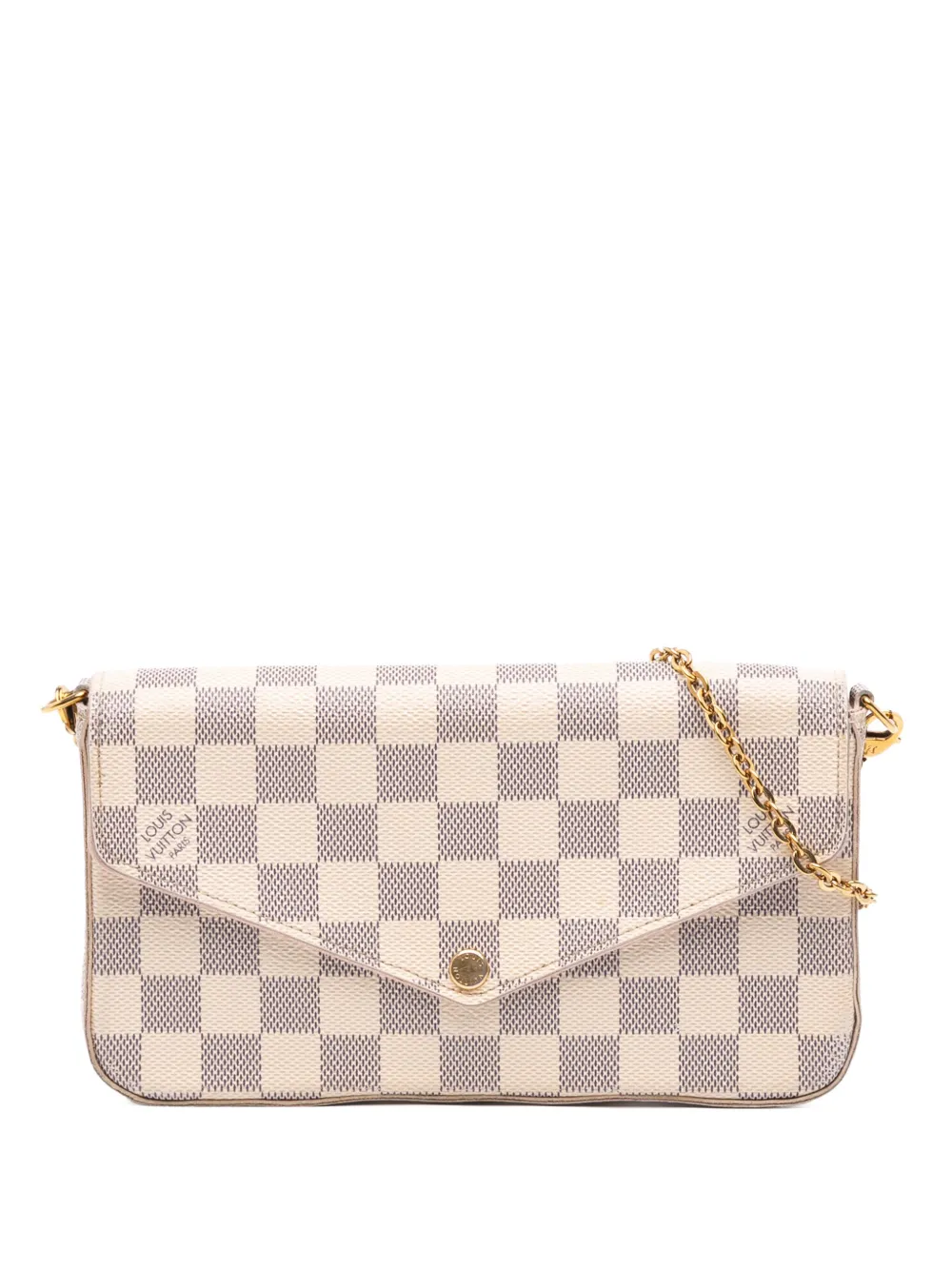 Pre-owned Louis Vuitton 2017 Damier Azur Pochette Felicie Crossbody Bag In White
