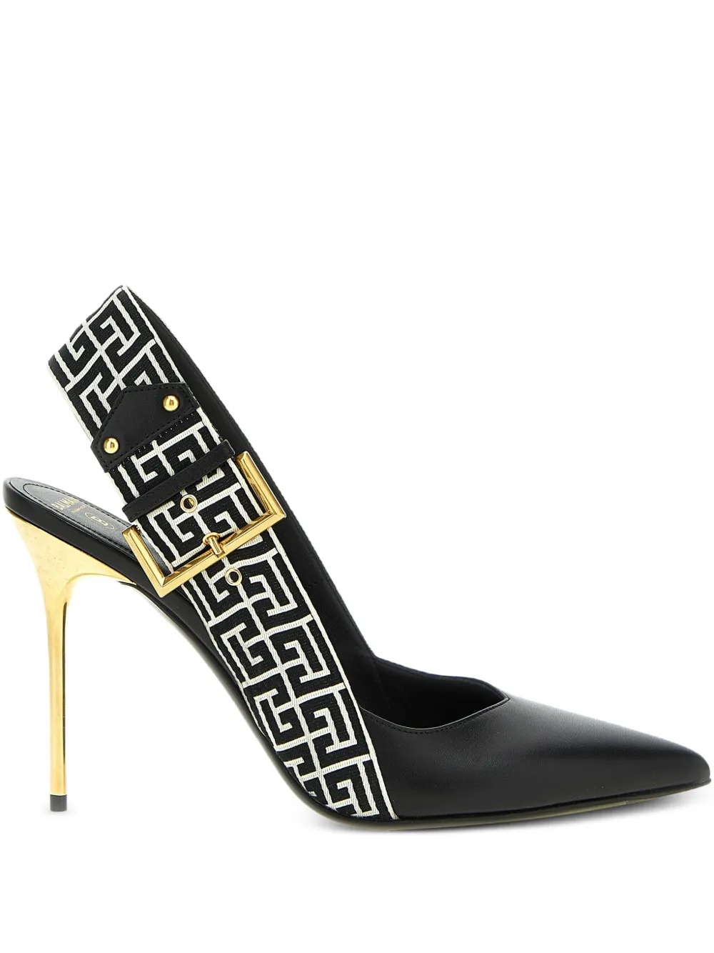 Balmain 95mm signature PB monogram slingback heeled pumps Black