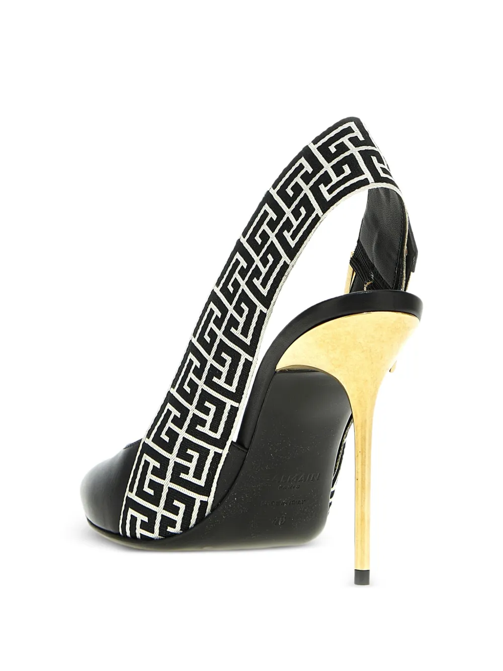 Balmain 95mm signature PB monogram slingback heeled pumps Black
