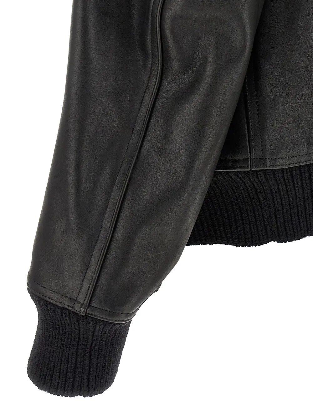 Rick Owens Blixa Dracucollar foldaway-turtleneck leather jacket Zwart