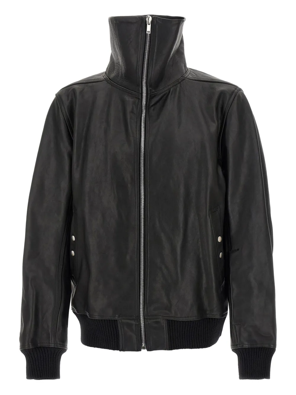 Rick Owens Blixa Dracucollar foldaway-turtleneck leather jacket Zwart