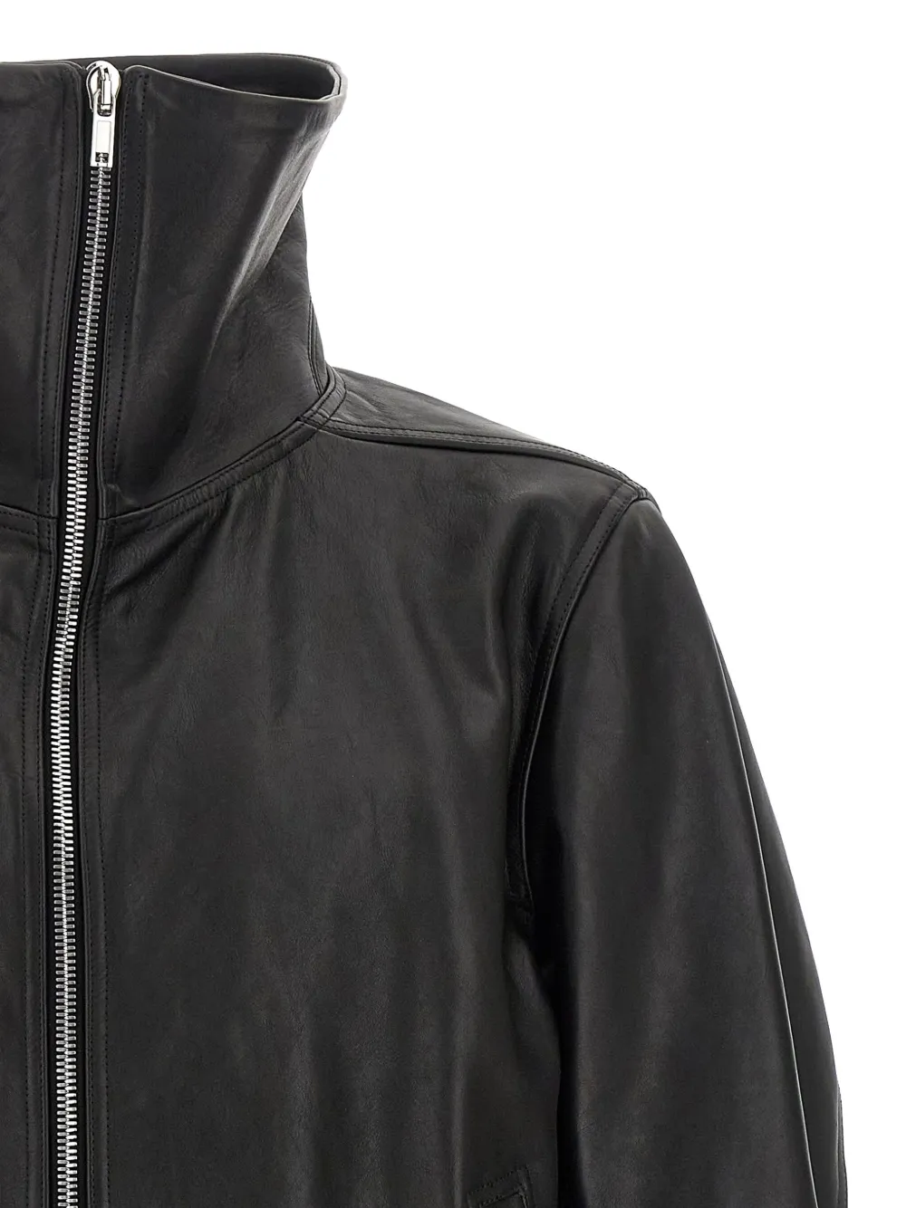 Rick Owens Blixa Dracucollar foldaway-turtleneck leather jacket Zwart