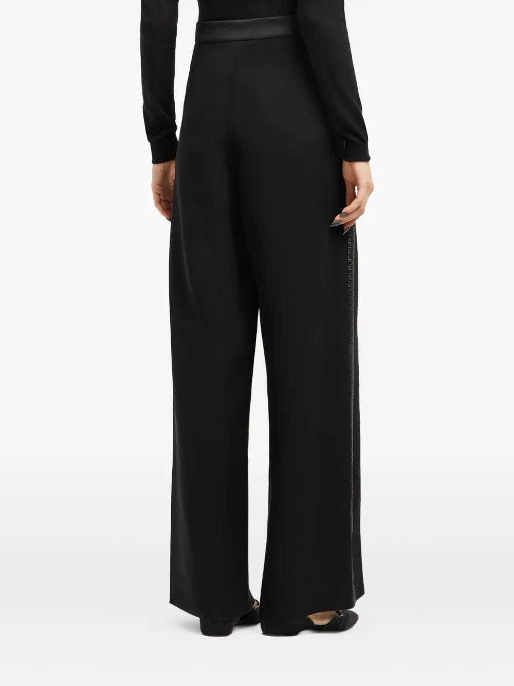 Giorgio Armani rhinestone-detail silk trousers - Zwart