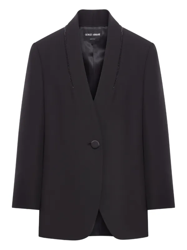Giorgio Armani Sequin-embellished Single-breasted Blazer in Black