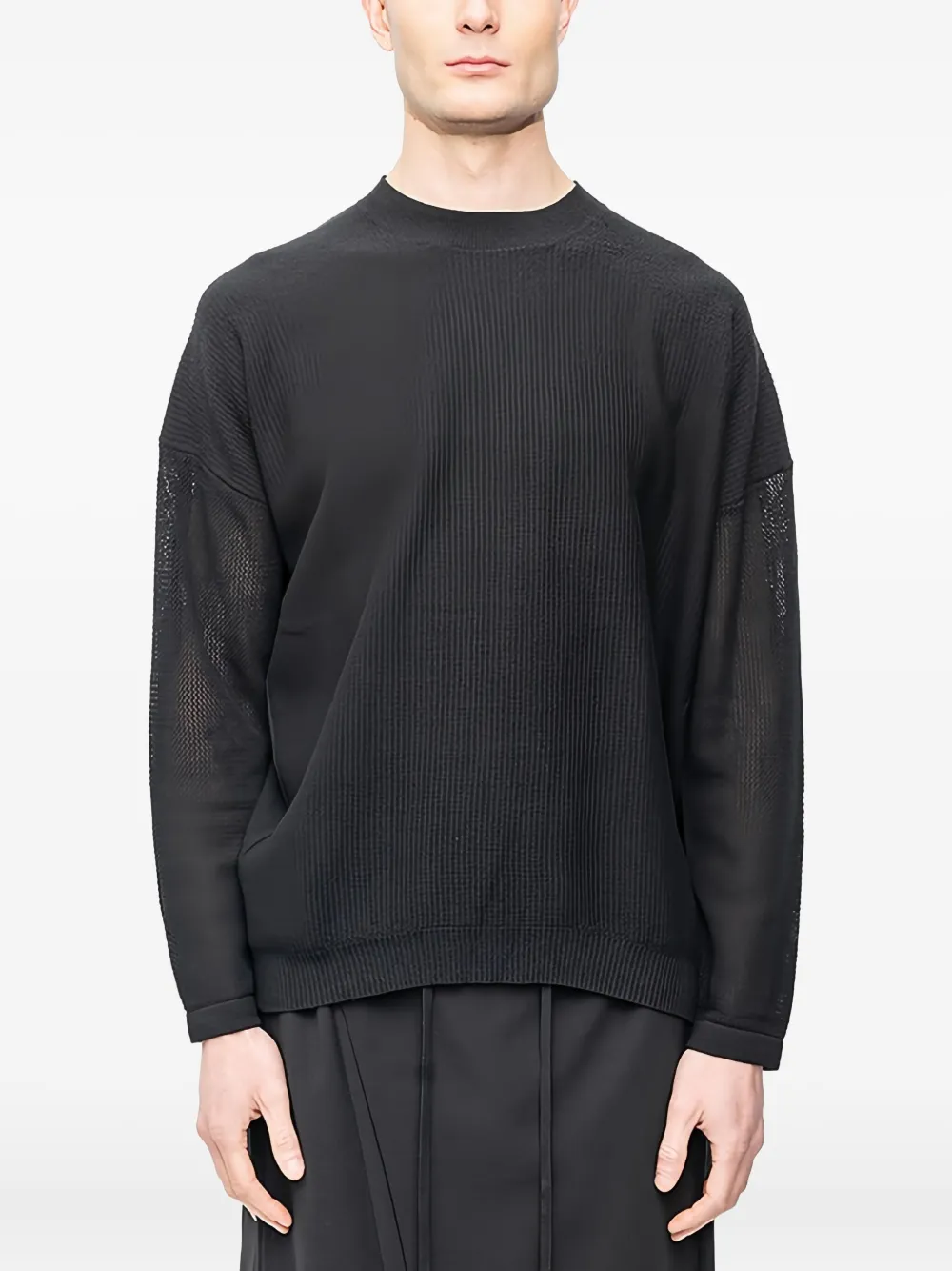 Devoa Open-knit Pullover Sweater In Black