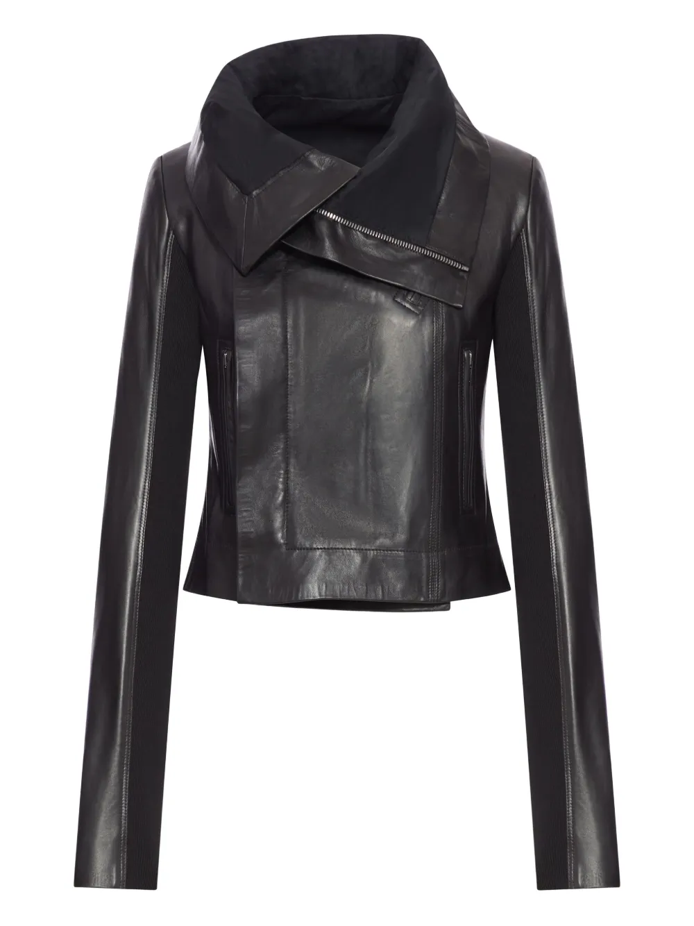 Rick Owens asymmetrical-collar leather jacket Zwart