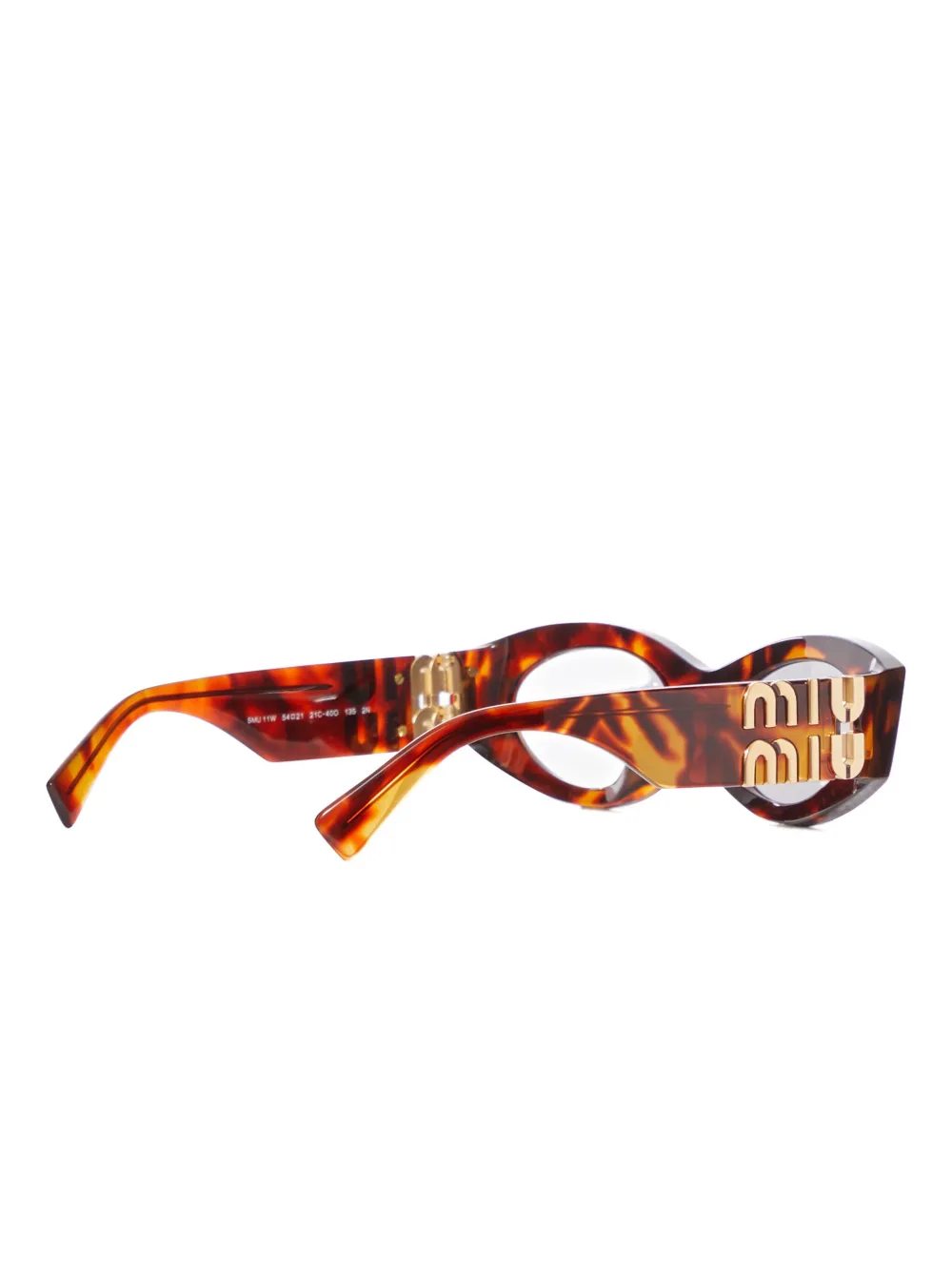 Miu Miu Oval-frame Logo Sunglasses In Brown