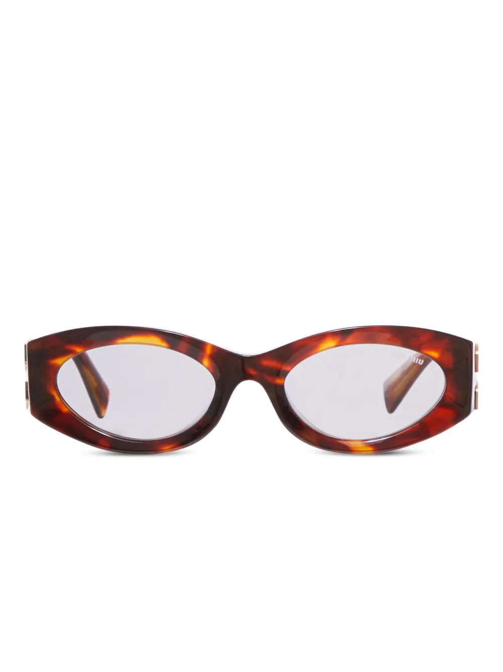 Miu Miu Oval-frame Logo Sunglasses In Brown