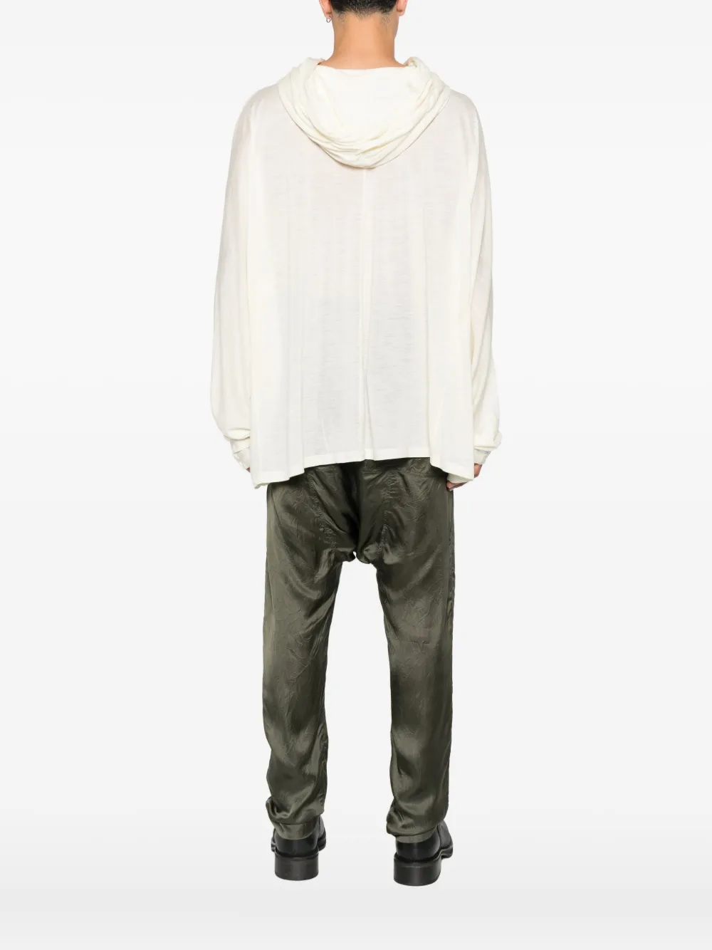 Rick Owens Mens Natural Oversized Hooded Wool-silk Top In White