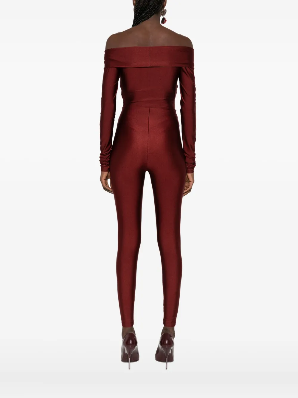 THE ANDAMANE Kandall off-shoulder body met gedraaide hals Rood