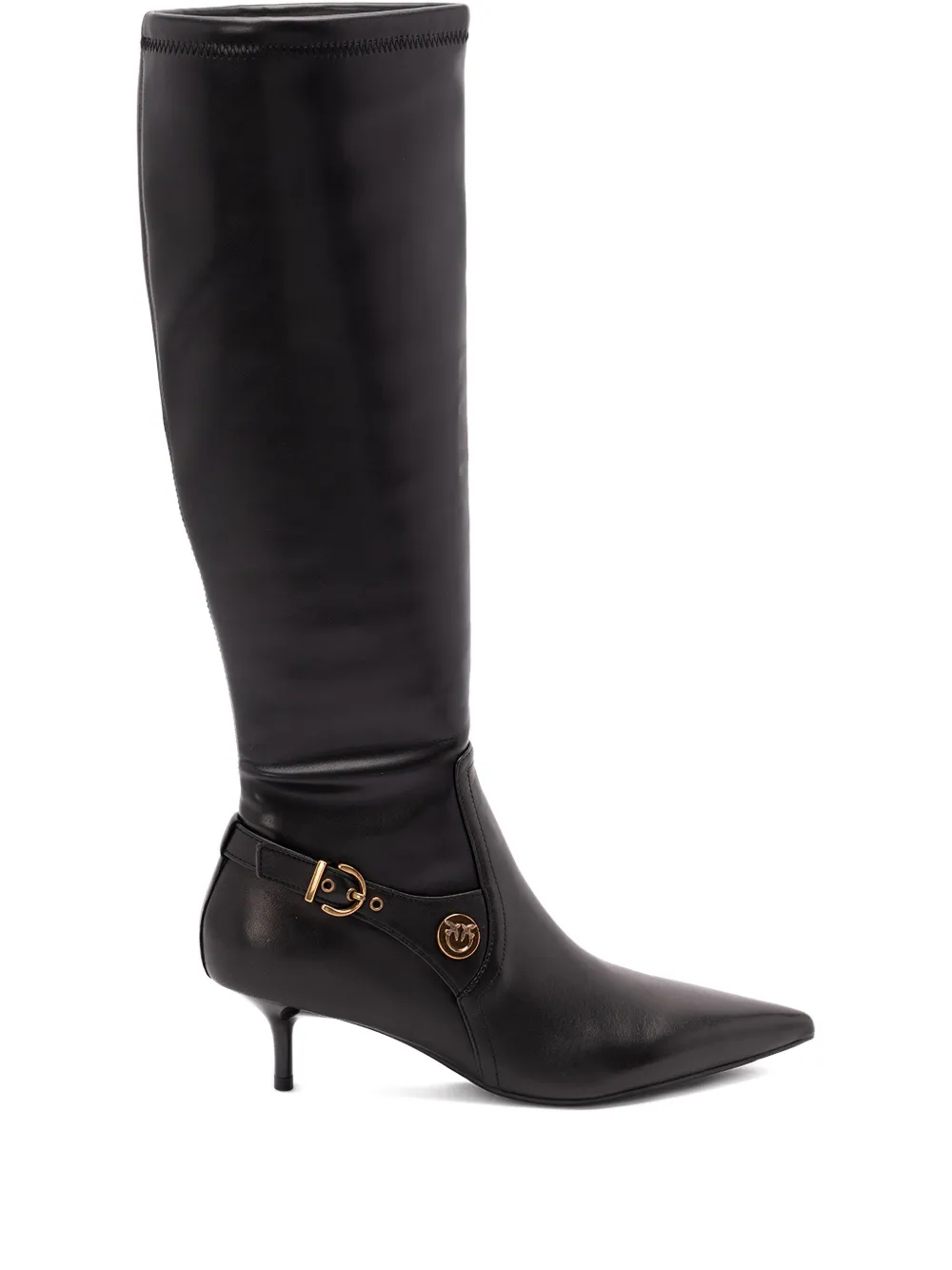PINKO buckle-detail pointed-toe high boots Black