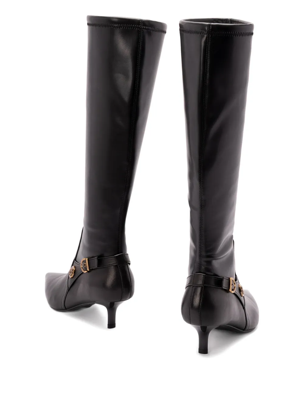 PINKO buckle-detail pointed-toe high boots Black