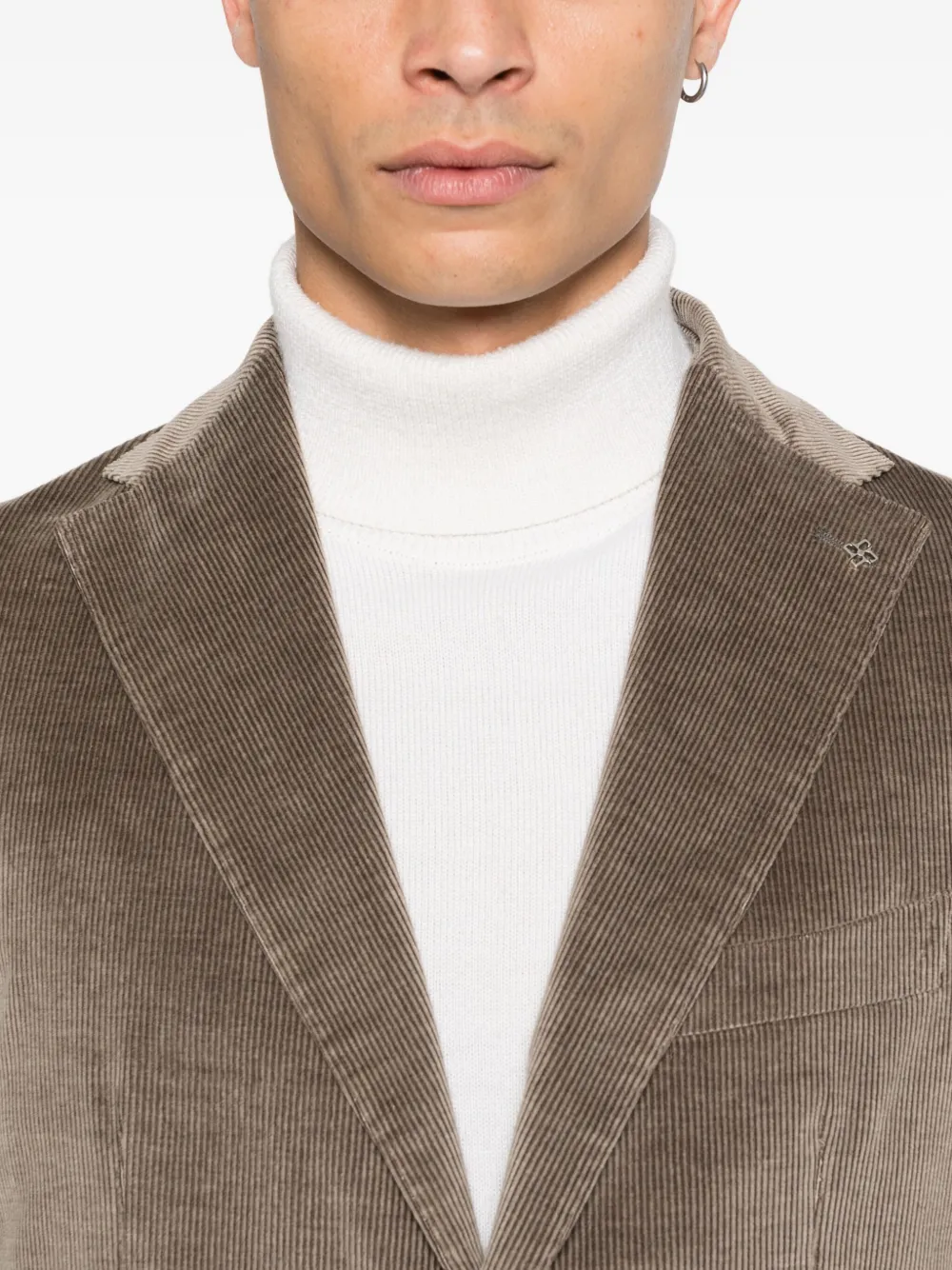 Tagliatore Ribfluwelen blazer met enkele rij knopen Bruin
