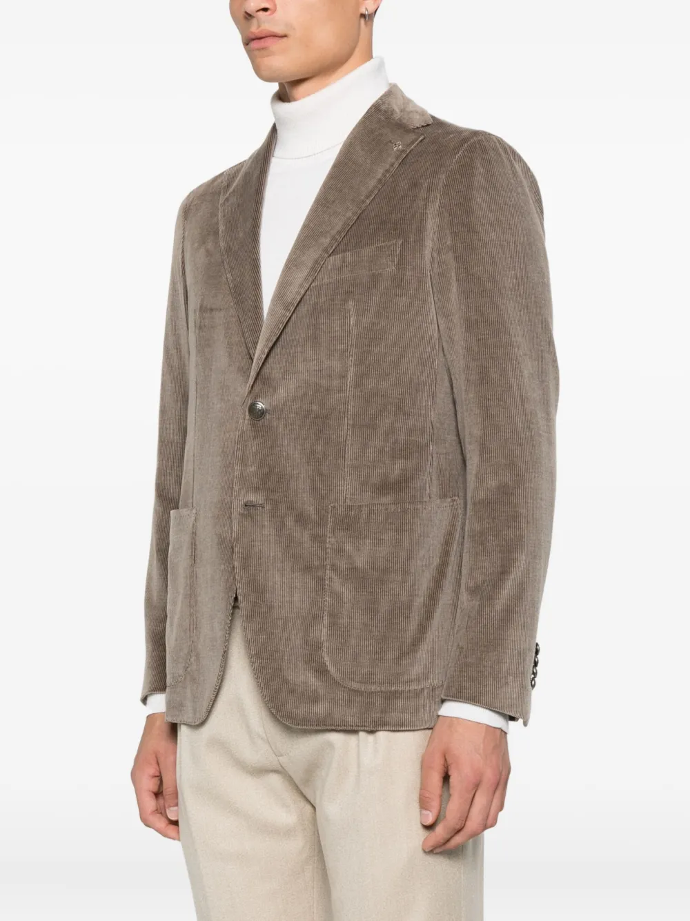 Tagliatore Ribfluwelen blazer met enkele rij knopen Bruin