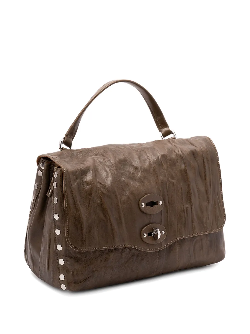 Zanellato Leren schoudertas met studs Bruin