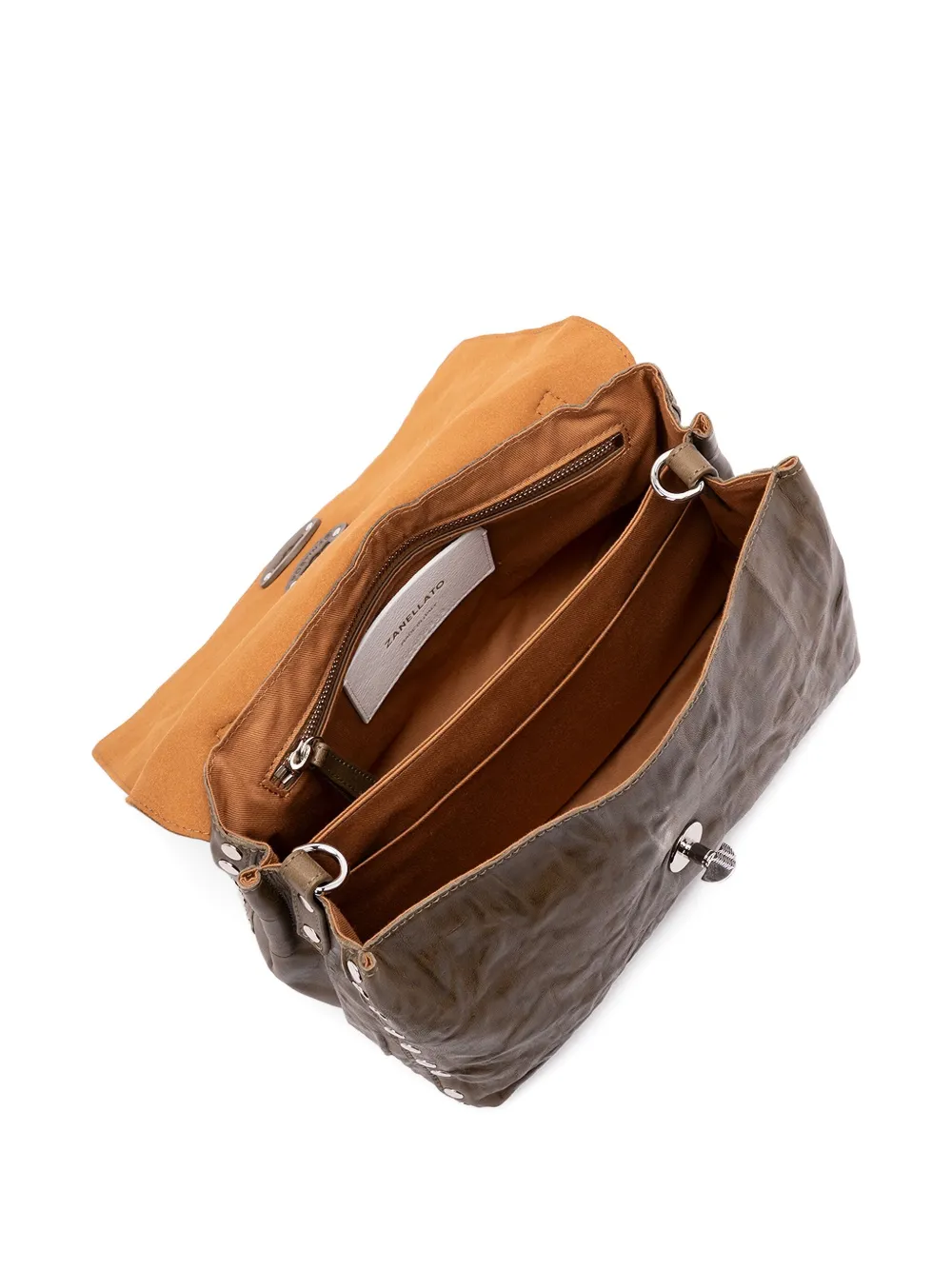 Zanellato Leren schoudertas met studs Bruin
