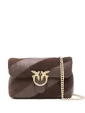 PINKO Love leather-suede diagonal-stripe shoulder bag - Brown